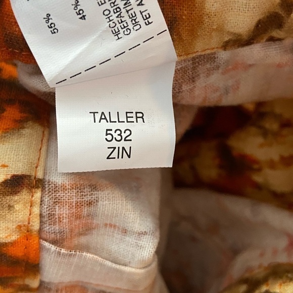 ZARA Printed Linen Geometric Floral Tie Dye Floral Pants - Picture 14 of 14